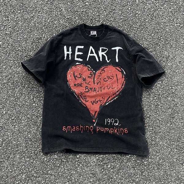 T-shirt a maniche corte con fascia di zucca schiacciata degli Smashing Pumpkins Divertente lettera d'amore con stampa Vtg americana alla moda