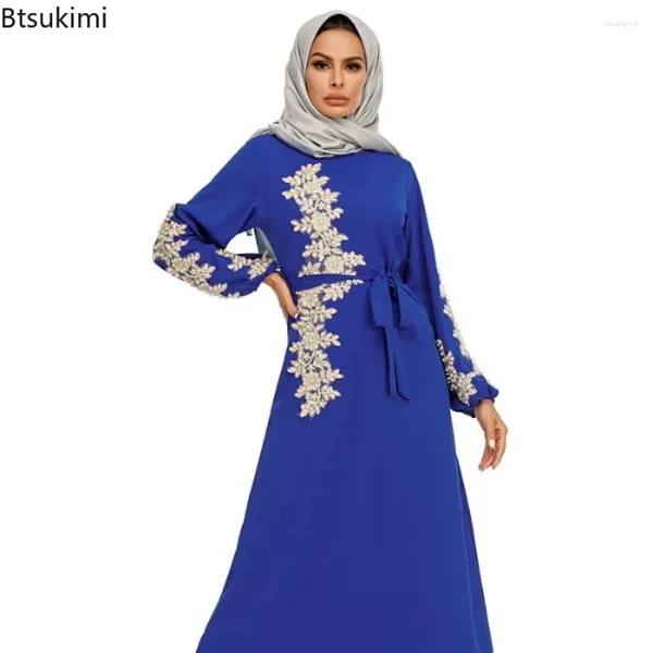 Abbigliamento etnico 2024 Ricamo Abaya Dubai Turchia Abito lungo musulmano per le donne Abiti da sera eleganti Abiti arabi islamici