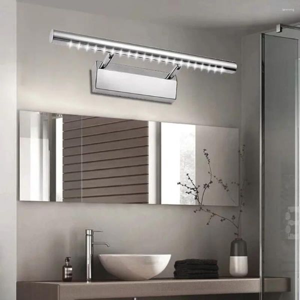 Lampada da parete Lampada da specchio impermeabile per specchio da bagno Luci in acciaio inossidabile semplice 3000K per camera da letto interna per WC domestico