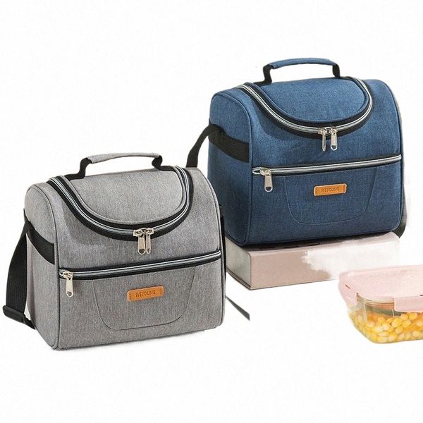 New Fi Solid ColorTote Cooler Bags para Mulheres e Homens Escola Escritório Portátil Ombro Insulati Lunch Bags e0Hu #