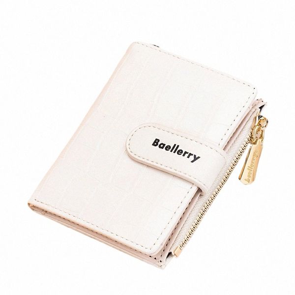 Fi Ste Muster Frauen Brieftasche Damen Kleine Kurze Brieftasche Reißverschluss Leder Kartenhalter Weibliche Geldbörse Weiße Geldbörsen für Frauen R7DW #