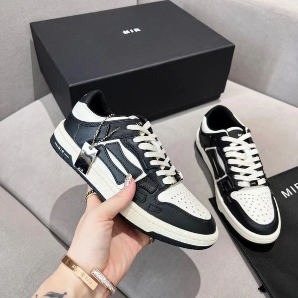 Skeleton Sneaker Casual Designer Schuhe Damen Herren Flats Lace Up Loafers Outdoor Schwarz Weiß Blau Rosa Low Bone Sport Trainer Laufschuh