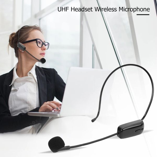 Microfones 2 em 1 Microfones sem fio Headset UHF Headset Professional Headwear Mic 30m Range para ensinar alto -falantes de palco de amplificadores de voz