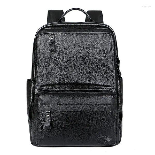 Mochila 2024 Vaca Couro Genuíno Homens Mochilas Moda Real Natural Estudante Menino Grande Computador Laptop Bag