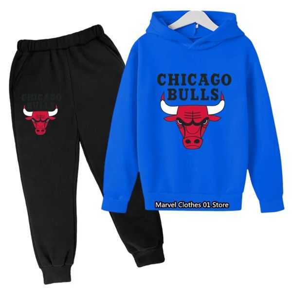 Spring Autumn Autumn Chicago Boys and Girls Sportswear Basketball Street Style Kids Kids aconchegante casual com capuz solto.