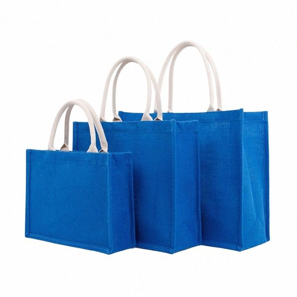 Tragbare Umweltfreundliche Einkaufstasche Unisex Student Handtasche Umhängetasche Große Kapazität Blau Sackleinen Einkaufstasche Shop O52W #