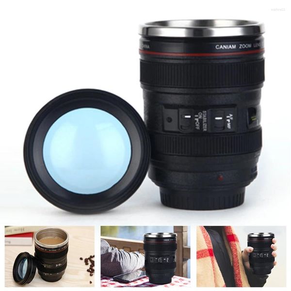 Bottiglie d'acqua Obiettivo della fotocamera Tazza da caffè Tazza da viaggio 350 ML Regali fantastici isolati in acciaio per i fotografi Tè freddo