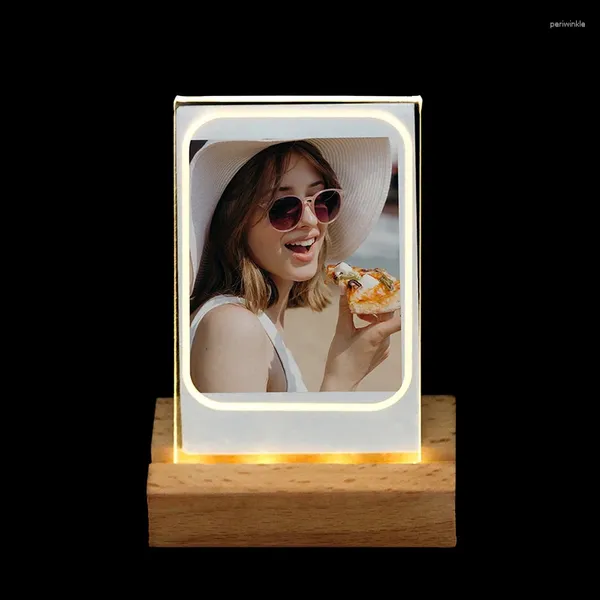 Çerçeveler Akrilik LED Işık 3 inç Resim Tutucu Fujifilm Mini Masaüstü Dekorasyonu için Dikey PO Çerçevesi Anında Kamera Tablo