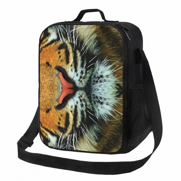 tigre Borsa da pranzo isolata per animali esotici per le donne Cat Lover Cooler Pranzo termico Tote Beach Cam Travel G2Yb #