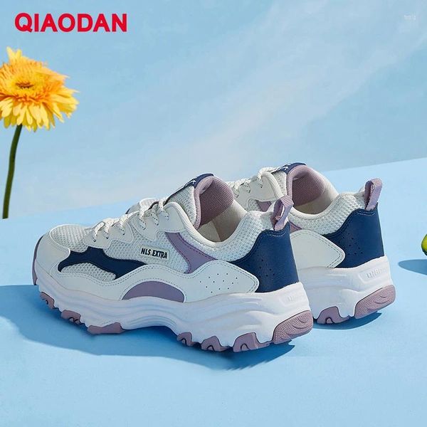 Повседневная обувь QIAODAN, женские кроссовки для отдыха, 2024 г., модные спортивные элегантные удобные дышащие женские кроссовки XM4690325, распродажа
