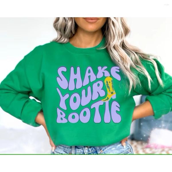 Damen Hoodies Y2k Coquette Shake Your Bootie Mardi Gras Sweatshirt Kawaii Boots Shirt Fat Tuesday Pullover Festival Karneval Lousiana Nola