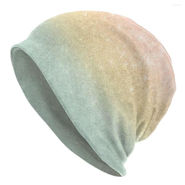 Berets Rosa Gold Mint Glitzer Ombre Luxus Motorhaube Hüte Strickmütze Herbst Winter Skullies Beanies Unisex Herren Damen Erwachsene Warme Mützen