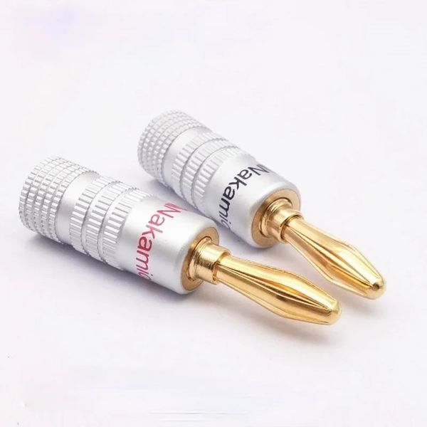 1 peça-5 peças nakamichi cobre puro dourado 4mm conector de alto-falante/plugue banana/cabo de alto-falante/sem necessidade de soldagem preto + vermelho