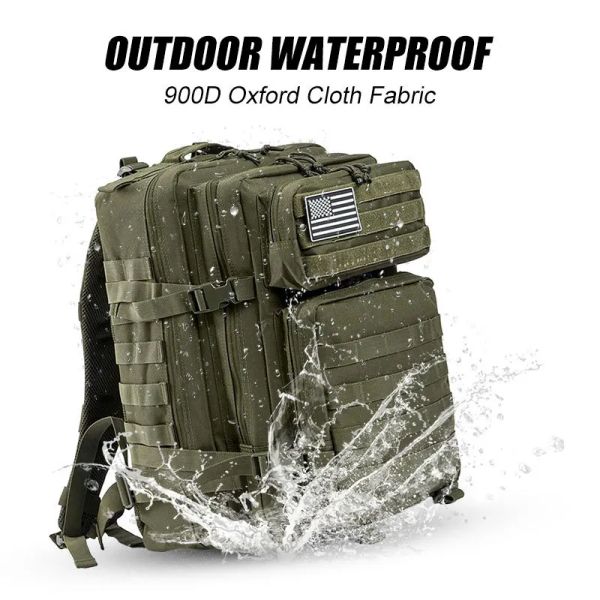 Borse 30L/50L Zaino Tattico Esterno Uomini Borsa Militare Caccia Trekking Campeggio Pacchetto 900D Oxford Zaino Impermeabile Regalo Bandiera Patch