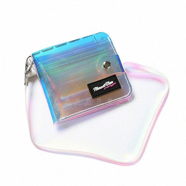 Fi Laser Borsa per carte trasparenti per donne Estate PVC traslucido Porta carte di credito Porta carte per studenti Foto anti-perso Bus v0KI #