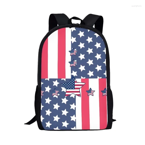 Sacos escolares moda bandeira americana padrão impressão crianças mochila garoto meninos meninas mochila infantil bookbag leve