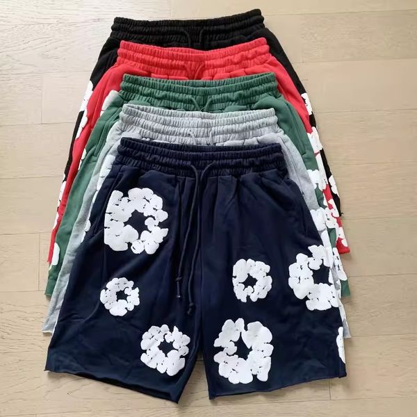 Shorts masculinos designer floral gráfico harajuku shorts de grandes dimensões mulher casual impressão streetwear calças curtas lágrimas