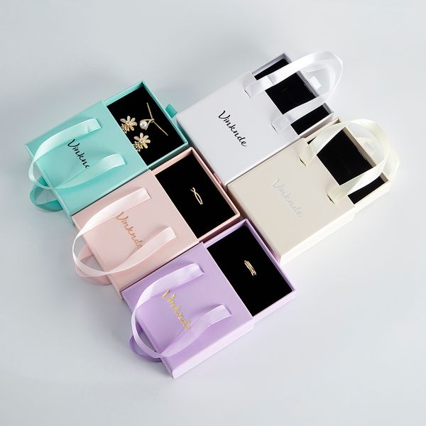 24 pcs Personalisierte Schmuckschubladenschachtel tragbare Schmuckverpackung benutzerdefinierte Logo gedruckte Halskette Ohrringe Ringkarton Geschenkbox