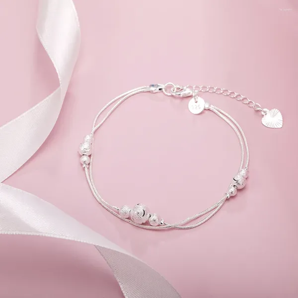 Charme pulseiras marcas 925 prata esterlina geometria contas pulseira de corrente para mulheres moda casamento jóias finas presente de natal