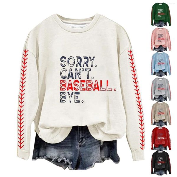 Felpe con cappuccio da donna Maglietta girocollo stampata con stampa baseball Taglia multicolore T-shirt in maglia senza cappuccio Felpa con cappuccio da donna Zippe calda