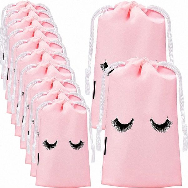 50 Pieces Eyel Pink Aftercare Bags Pequeno Branco Eva Plástico Maquiagem Sacos de Higiene Pessoal Maquiagem Bolsa Cosmética Viagem Com Cordão w3Ff #