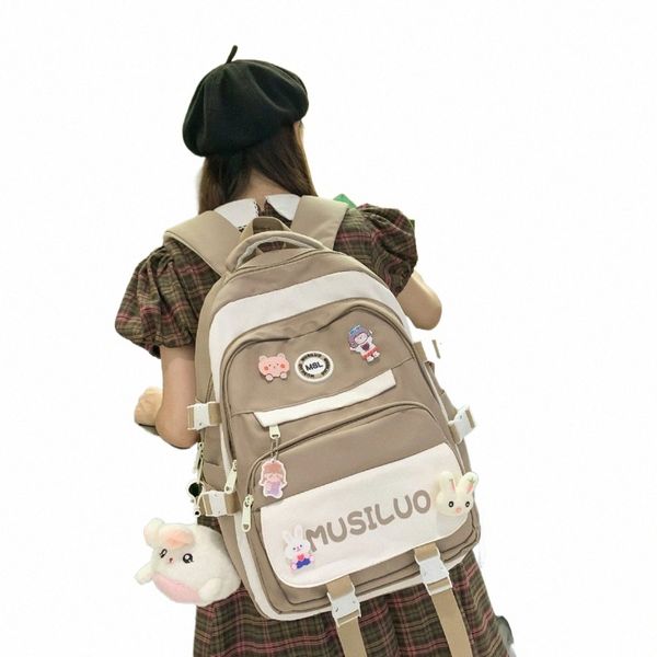 Mochila personalizada de lona para viagem, mochila coreana estilo universitário para crianças, mochila escolar para lazer e atividades ao ar livre 33NO #