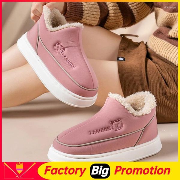 Pantofole Scarpe da donna in cotone caldo Scarpe invernali da uomo in stile coreano Tinta unita per interni antiscivolo Pantofole leggere Femme Hiver