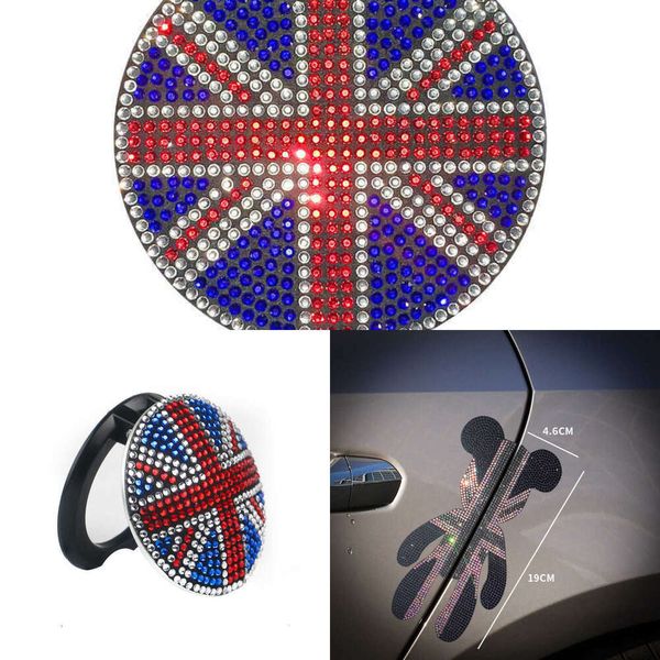 Aggiorna gli accessori per auto con bandiera britannica Sottobicchiere antiscivolo con un pulsante Avvio decorativo Copertura Adesivo anti-collisione per porta orso violento