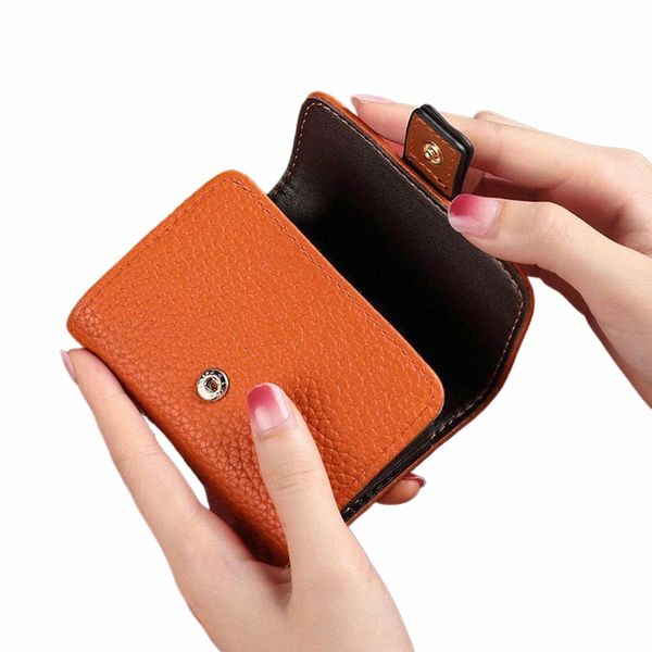 Titular do cartão de couro pu Multi-Slot para cartão Banco Id Credit Organ Bag Busin Antimagnetic Wallet Coin Purse Storage Organizer Bolsa 81h0 #