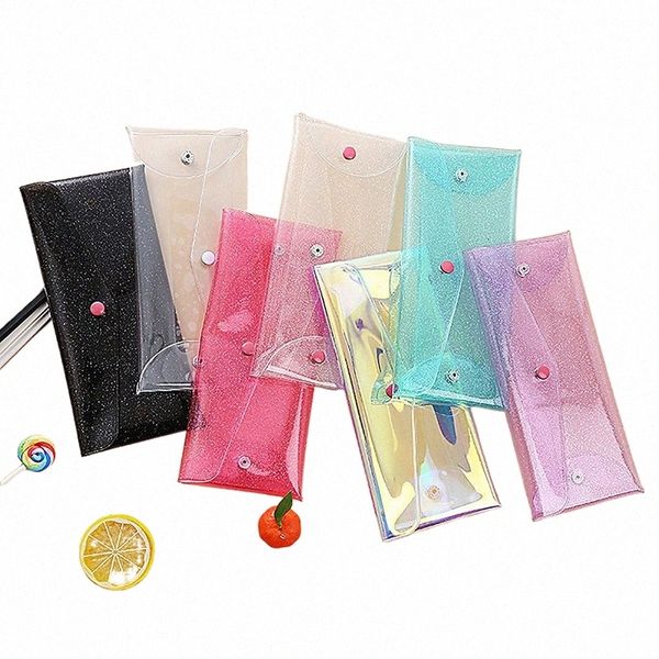 Transparente Laser Cosmetic Bag Maquiagem Caso Moeda Lápis Bag Bolsa Bonito Glitter Lápis Laser Pen Case Sacos de Escola Para Meninas P35d #