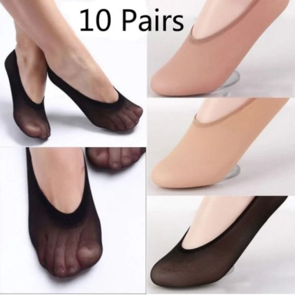 10 çift kadınlar yaz görünmez footsies ayakkabı astarı eğitmeni balerin tekne çorap bayanlar ince çorap terlikleri şeffaf çorap