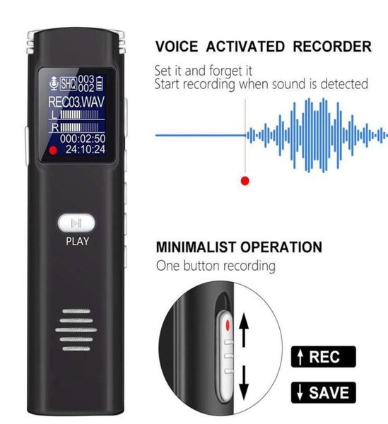 Beruf Intelligente Rauschunterdrückung Digitaler Audiorecorder 8 GB HD Mini-Diktiergerät Kleiner Sound-Diktiergerät MP3-Player mit realTim1566006