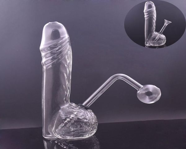 Único tamanho grande queimador de óleo de vidro bong masculino pênis forma fumar tubo de água multifuncional feminino sexo brinquedos reciclador dab rig hookah w8983977