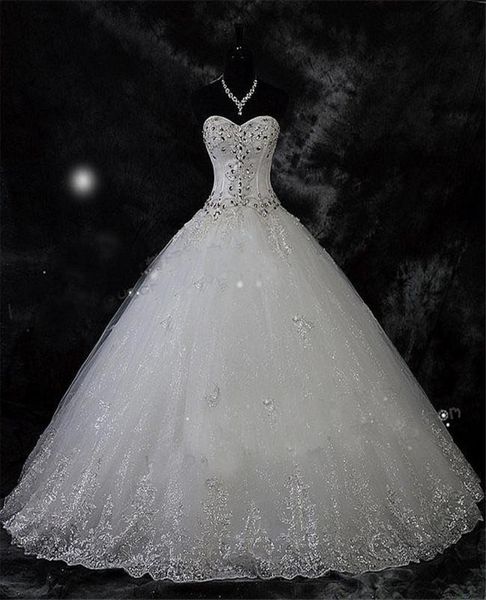 Köpüklü Boncuk Kristal 2019 Düğün Gelin Önlükleri Dantel Rhinestone Plus Boyutu De Mariage Ball Roose Gelinlik Vestido De6121870