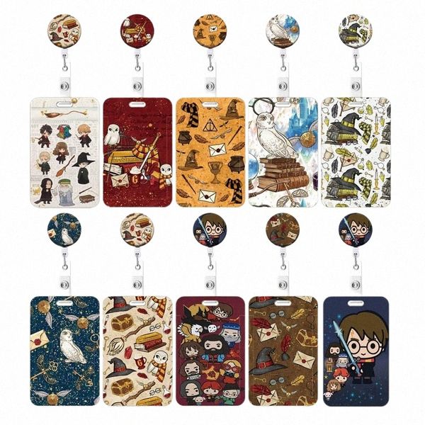 carto Anime titular do cartão clipe retrátil Busin ID Badge Card Case Reel Yoyo Employee Cards Cover Trabalhadores Pendurar Certificados X6wR #