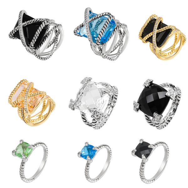 Dy Fashion Designer Twisted Anello intrecciato Gioielli uomini e donne 18k Diamond Ringi di fidanzamento a forma di matrimoni a forma di diamante.