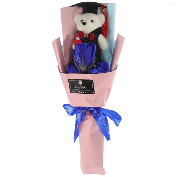 Fiori decorativi Graduazione Plush Bear Bouquet Capo di laurea Flower