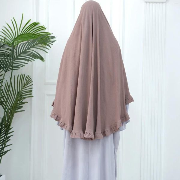 Этническая одежда с оборками Креп Химар Абая Платье Длинный шарф хиджаб Мусульманские хиджабы для женщин Дубай Исламская молитва Накладные никаб Вуали