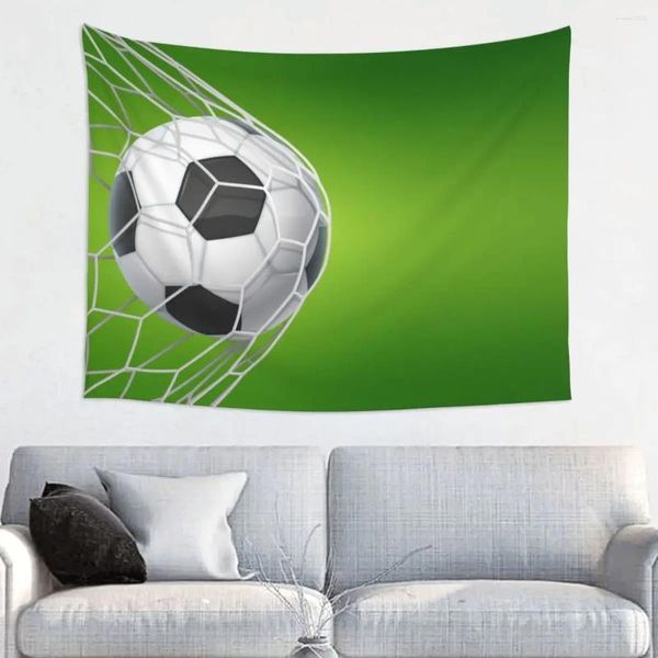 Tapeçarias de futebol tapeçaria hippie poliéster parede pendurado bolas verdes decoração esportes fundo pano arte