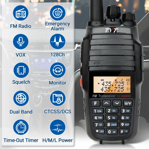 Tyt th-uv8000d 10W Walkie Talkie Dual Band Langstrecken-Standby-Cross-Band Repeater High Power Ham Two Way Radio 3600 MAH Batterie