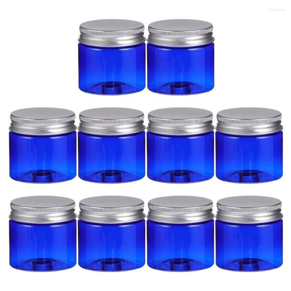 Bottiglie di stoccaggio vuote 10 pezzi barattoli ricaricabili dispenser organizzatore di trucco per viaggi all'aperto (blu 50g)