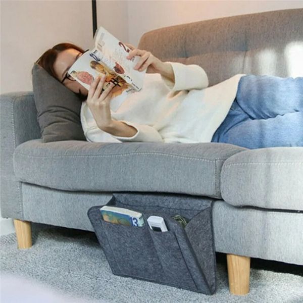 Filz am Nachtpacktasche Organizer Bett Desk Bag Sofa TV Fernbedienung Hanging Caddy Couch Speicher Organizer Betthaltertaschen Taschen