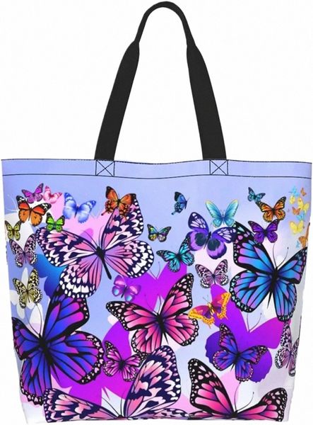 Einkaufstasche mit Schmetterlingen, lässige Umhängetasche, Handtasche, wiederverwendbar, für Reisen, Einkaufstasche, Geschenke für Frauen 31WC#