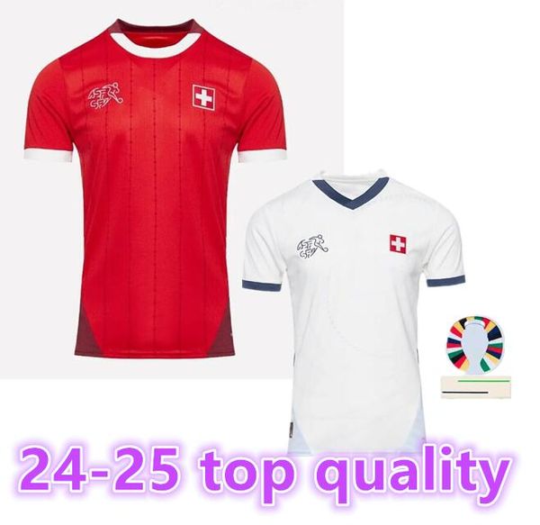 24 Schweiz Fußballtrikots Euro ELVEDI AKANJI ZAKARIA SOW RIEDER EMBOLO SHAQIRI WIDMER 24 25 Fußballtrikots SCHWEIZER STEFFEN Heim-Auswärts-Uniformen MÄNNER KINDER KIT8899