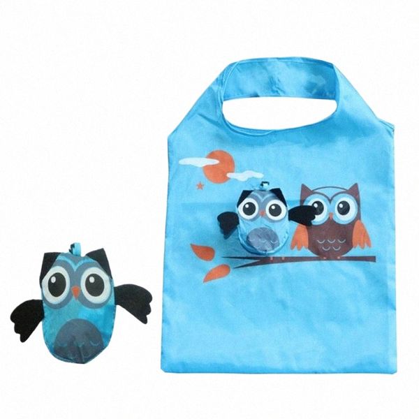 carino animale gufo forma pieghevole negozio borsa riutilizzabile borsa a mano borsa da viaggio portatile borsa a tracolla pieghevole borse portaoggetti organizzatore g1wY #