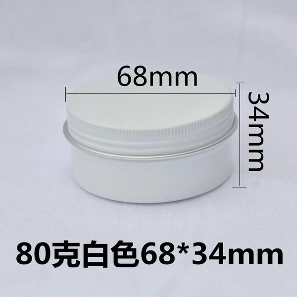 Bottiglie di stoccaggio 80ml 80g Cosmetico Filetto rotondo Custodia in alluminio Vuoto Crema per il viso bianca Vaso di latta in metallo Candele solide Barattoli di profumo