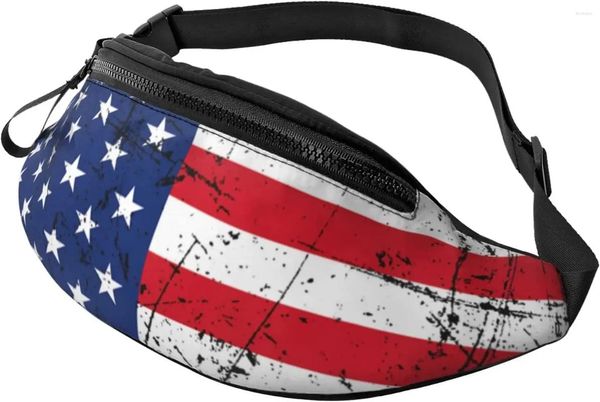 Sacos de cintura Bandeira Americana Fanny Packs para Mulheres Mens Saco Ajustável Crossbody Pacote de Viagem Correndo Caminhadas Ciclismo