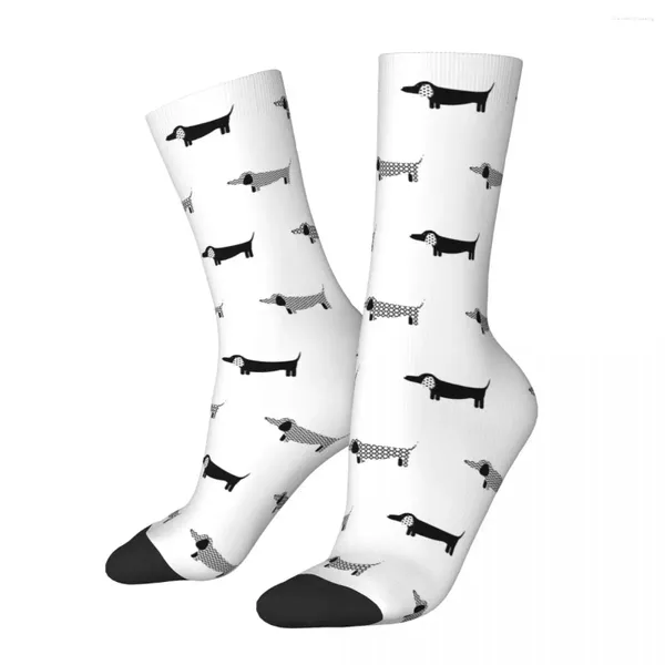 Herrensocken Retro Dackel Hund Fußball Polyester Crew für Damen Herren schweißabsorbierend