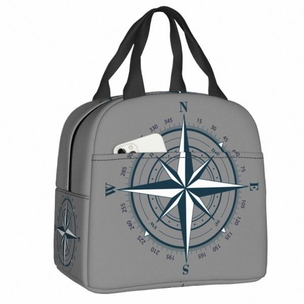 Lunchtasche mit nautischem Kompass, für Damen, warm, kühler, isolierte Lunchbox für Kinder, Schule, Arbeit, Picknick, Lebensmittel-Tragetaschen