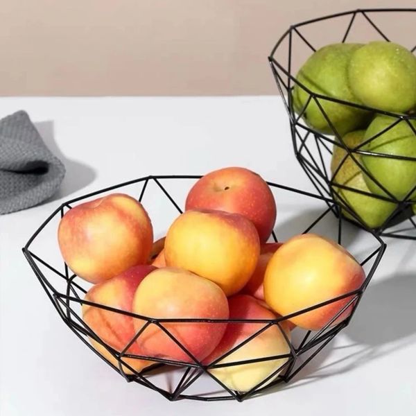 Metal Fruit Basket Kitchen Banchartop Tigela de fruta Plato de vegetais para lanches de pão Home Kitchen Stone Storage